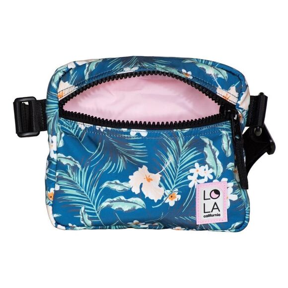 NWT FLORAL RECYCLED NYLON HIPPIE FANNY PACK: TEAL - Picture 3 of 5